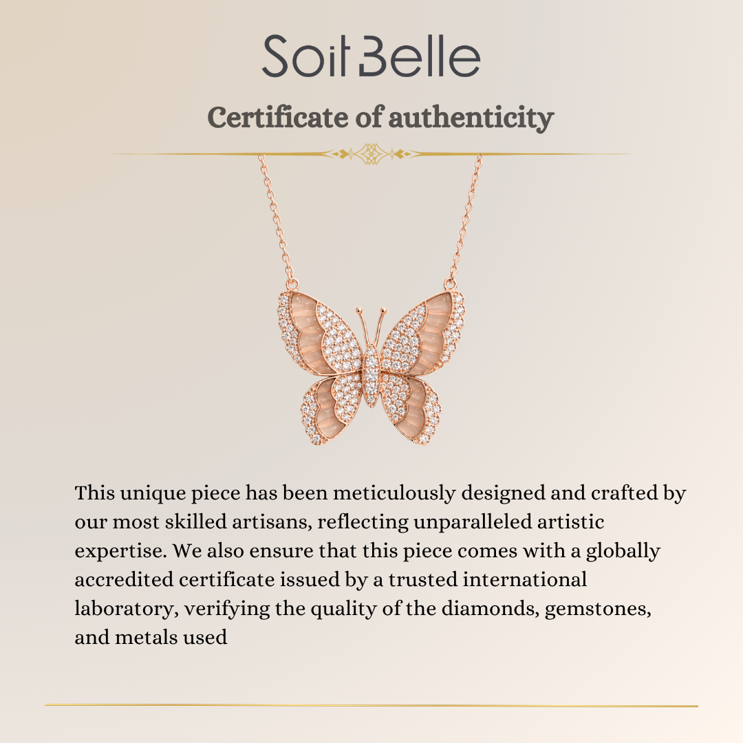 Rose Gold Quartz Butterfly Pendant