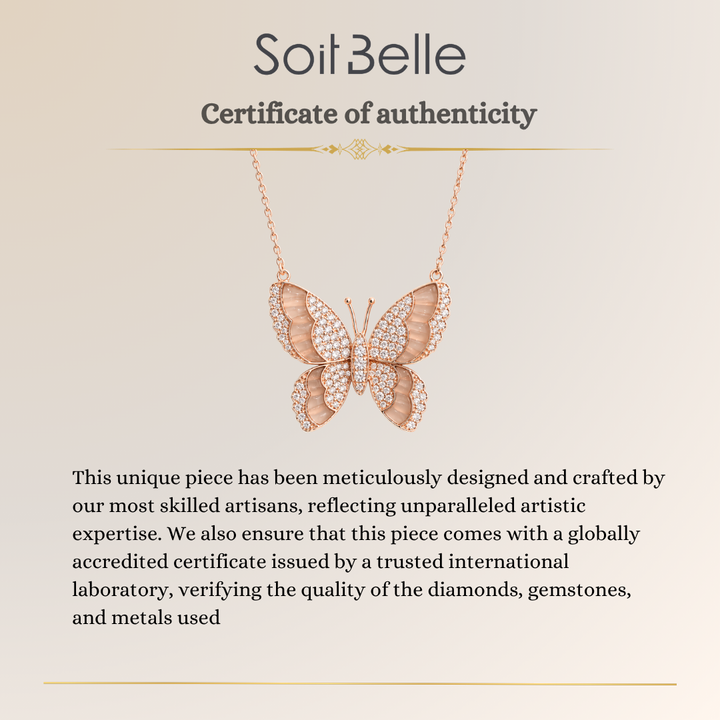 Rose Gold Quartz Butterfly Pendant