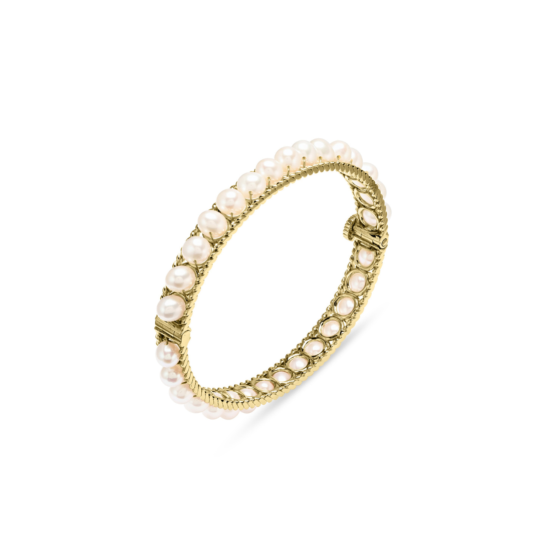 BAHR Yellow Gold White Pearl Bangle