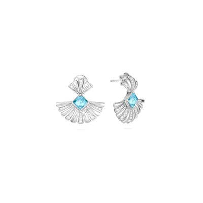 ETOILE White Gold Diamond Earring With Natural topaz