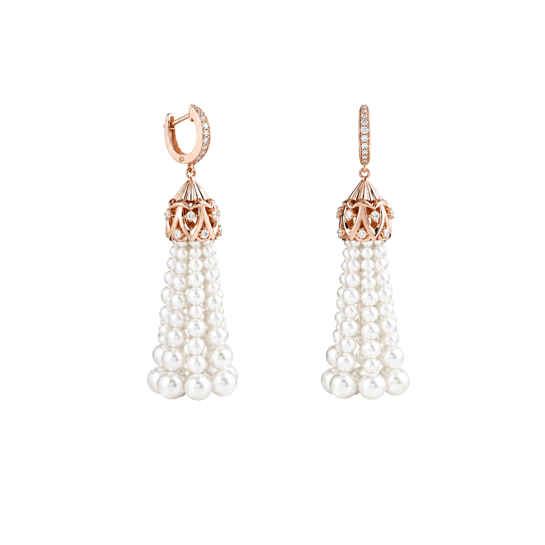 luxury rose gold diamond pearl earrings Dubai