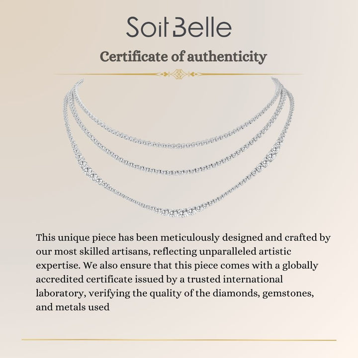 3-layer round-cut diamond tennis necklace in 18K gold