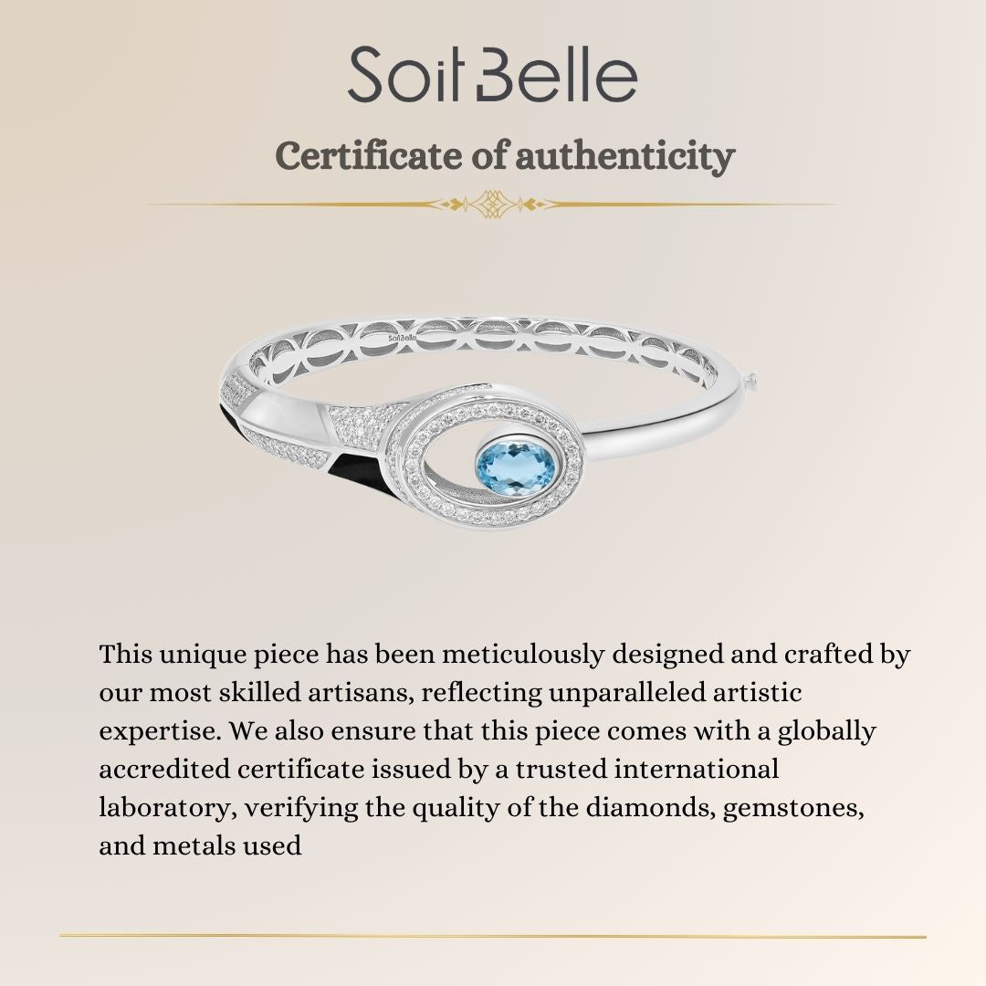 D' OPRAH White Gold Diamond Bangle natural aquamarine