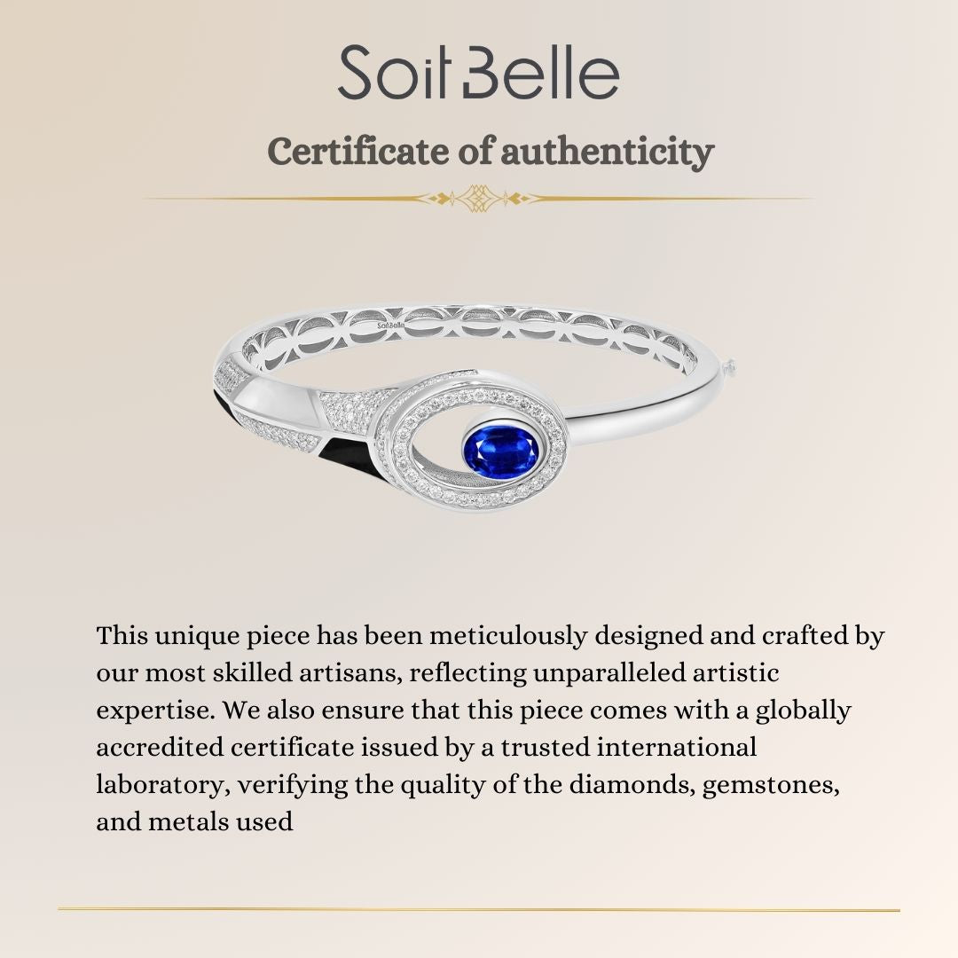 D' OPRAH white Gold Diamond Bangle natural kyanite