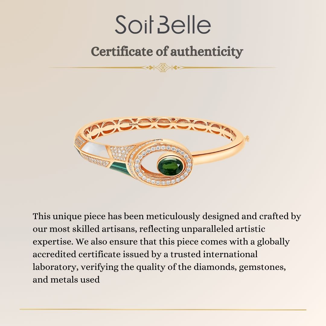 D' OPRAH Rose Gold Diamond Bangle natural Diopside