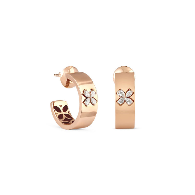 RONZA Rose Gold Floral Diamond Earring