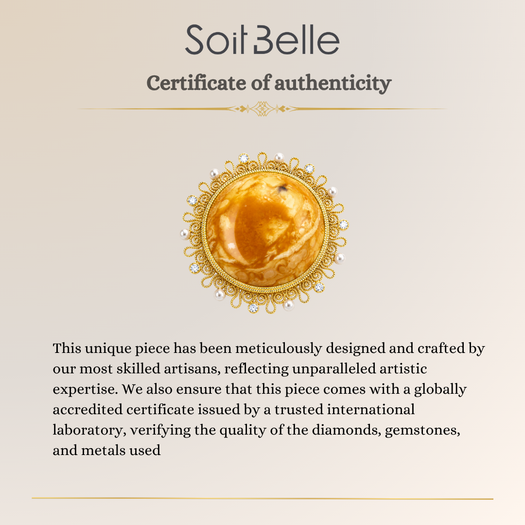 Amber Brooch Pearl