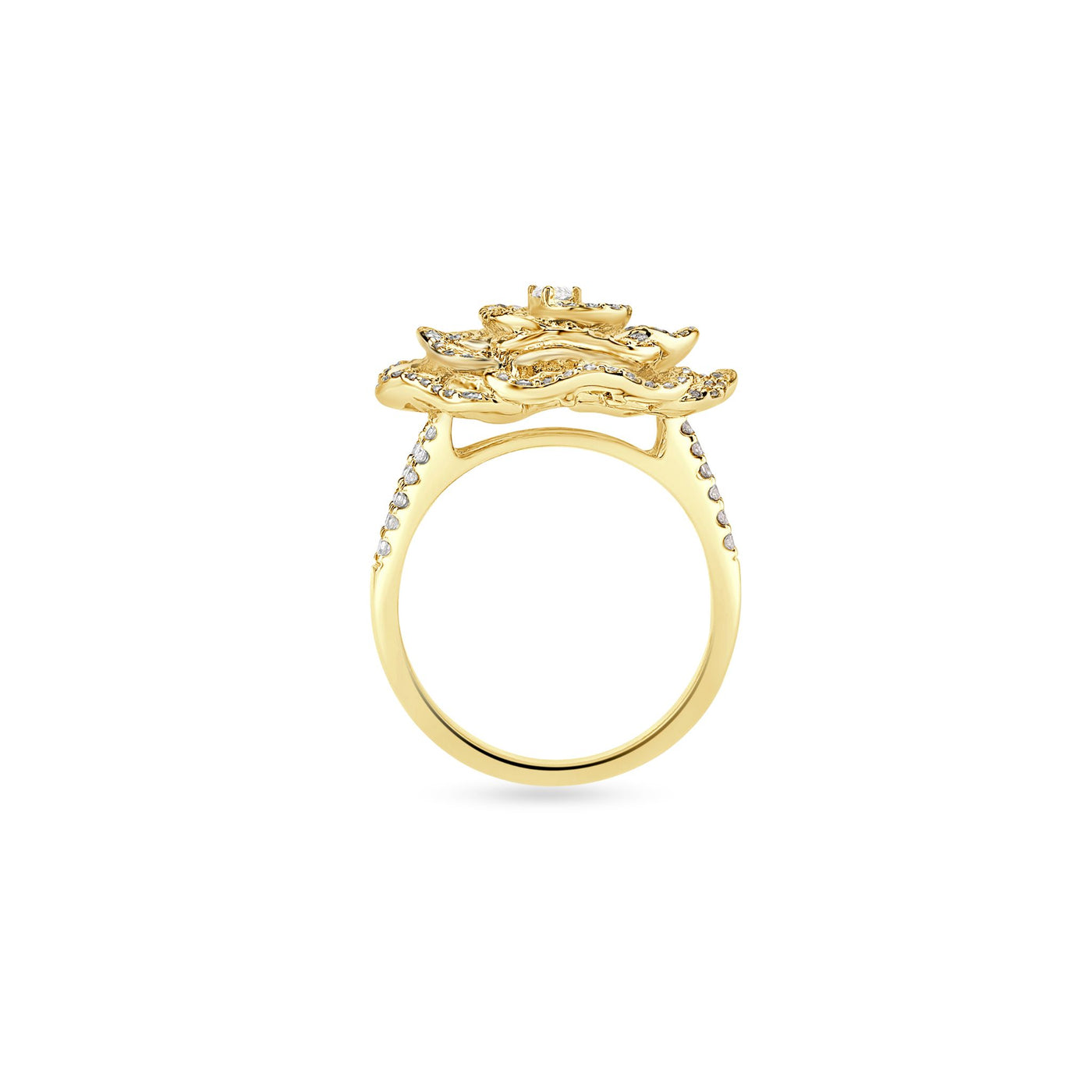 RONZA Yellow Gold Flower petal diamond ring