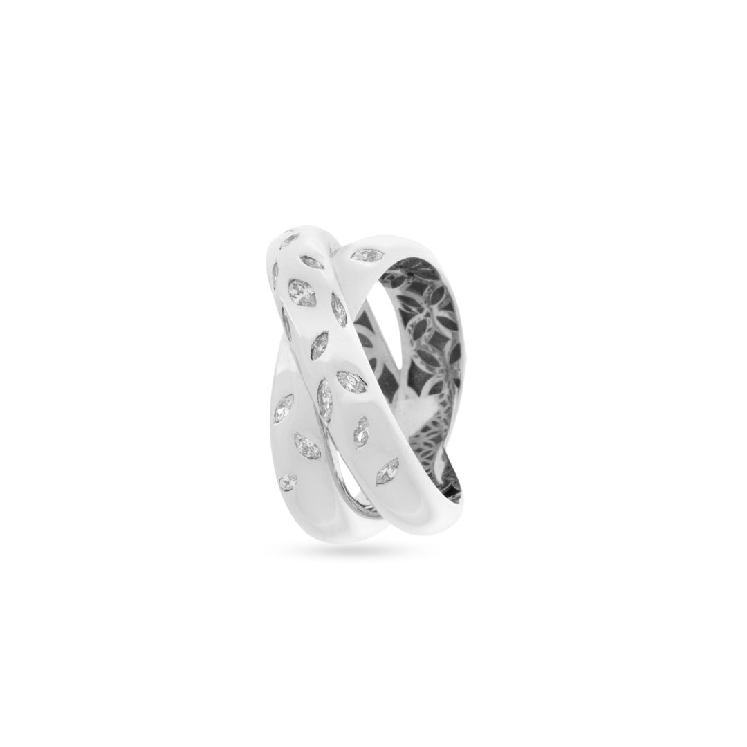 ETOILE White gold thick overlapping diamond ring