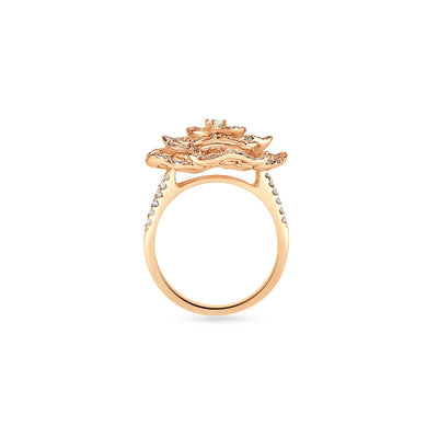 RONZA Rose Gold Flower petal diamond ring