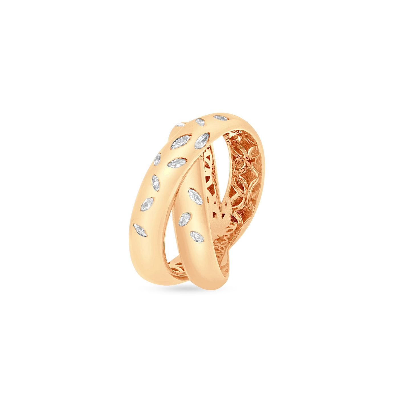 ETOILE Rose gold thick overlapping diamond ring