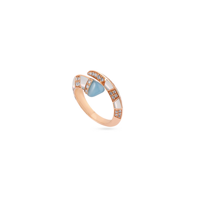 ARTISTRY Rose Gold Diamond Ring With Natural CHALCEDONY