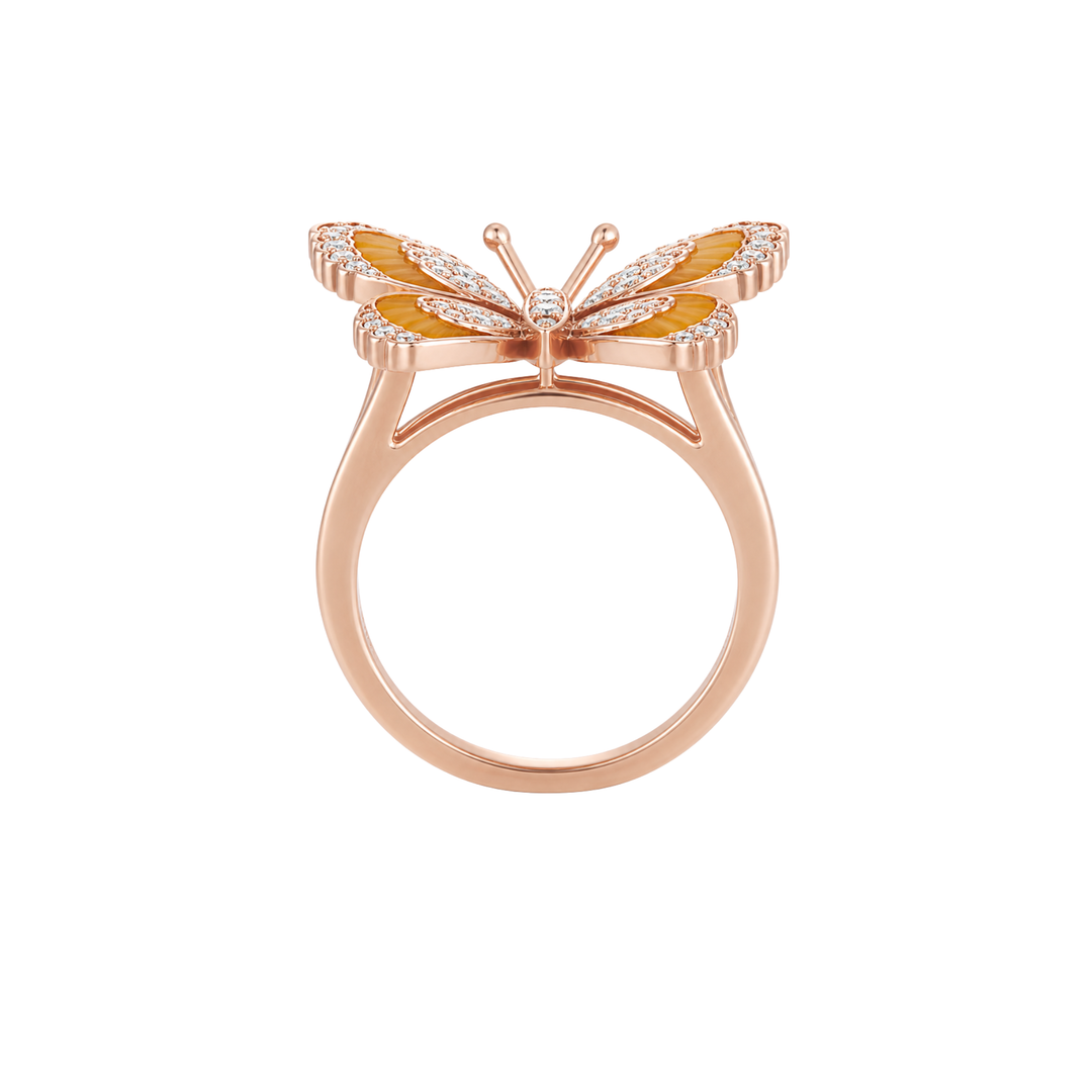 Citrine Diamond Butterfly Ring