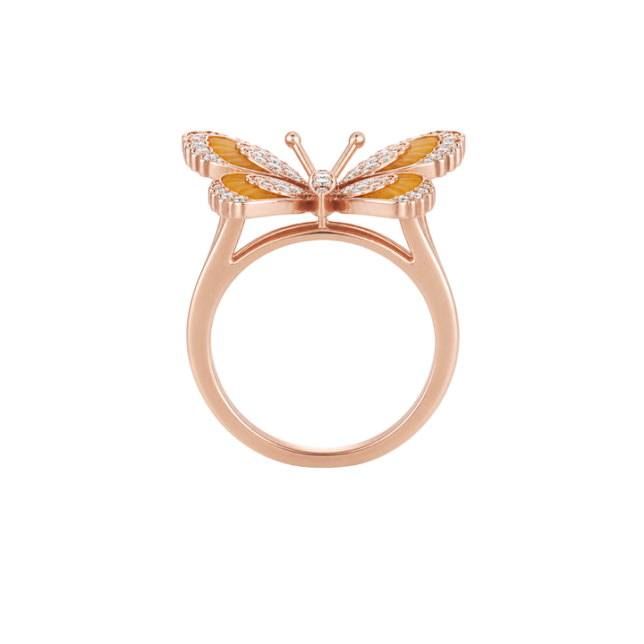 Citrine Diamond Butterfly Ring