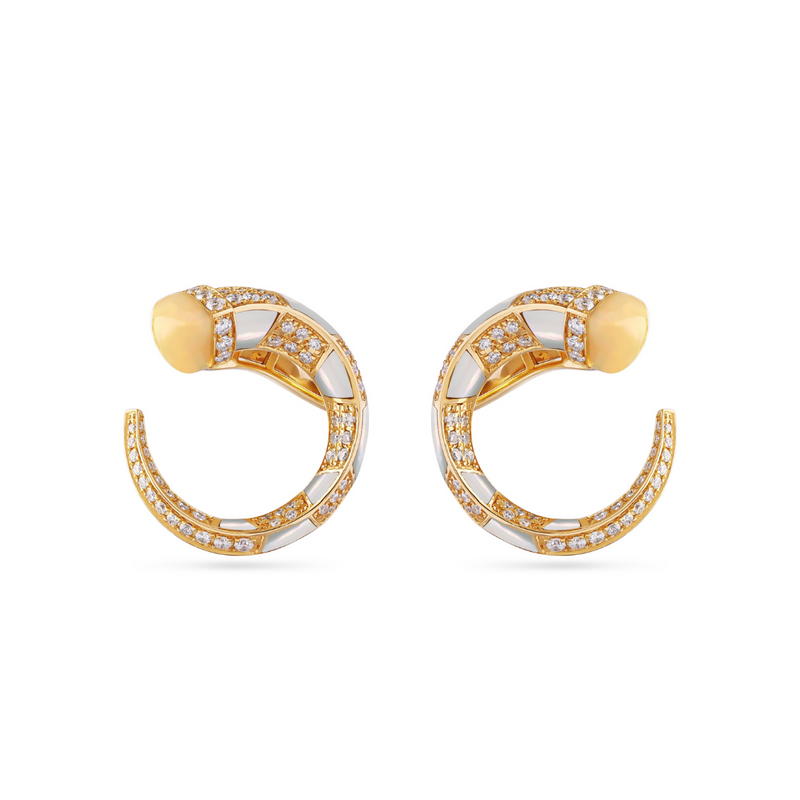 ARTISTRY Yellow Gold Diamond Earring with Natural Opal