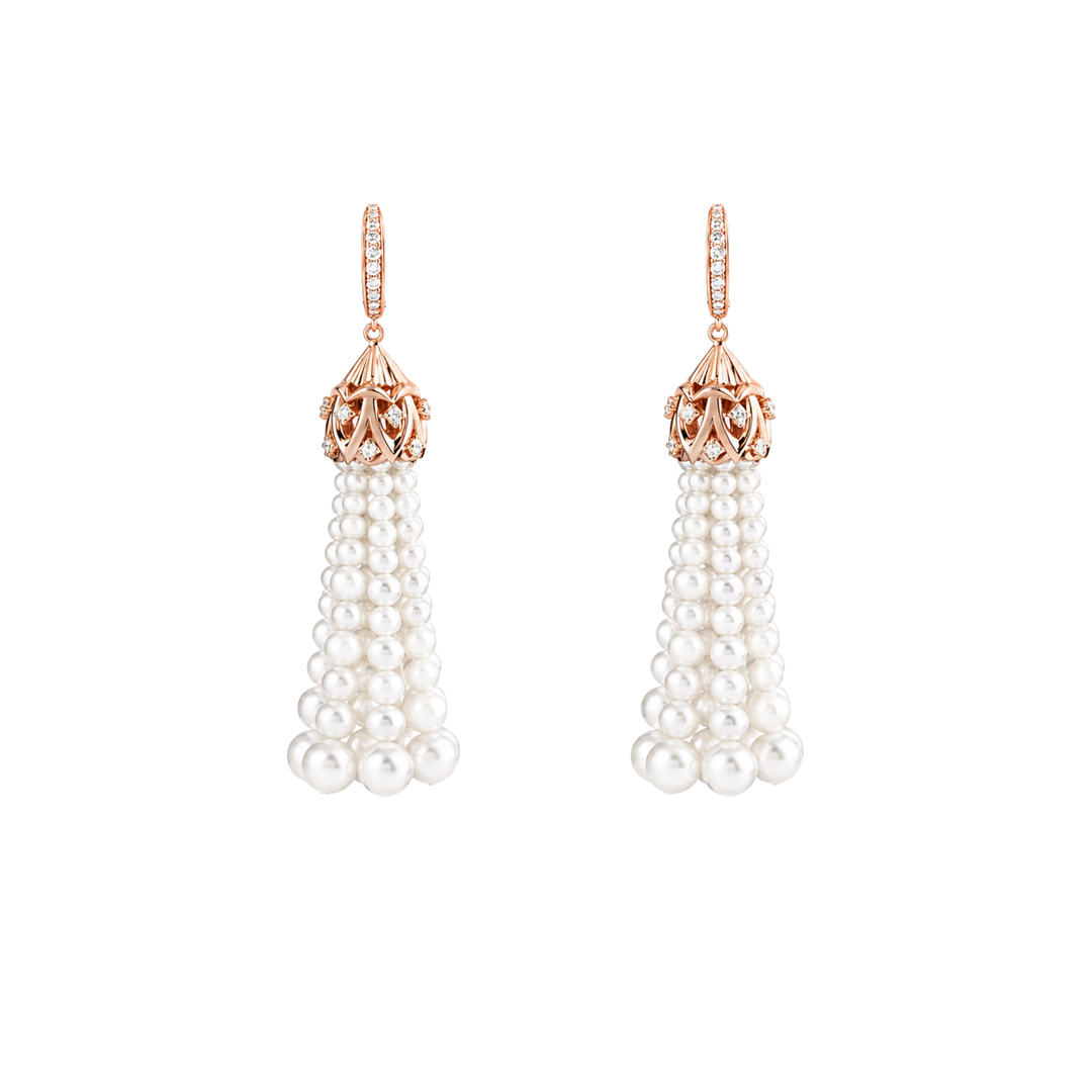 luxury rose gold diamond pearl earrings Dubai