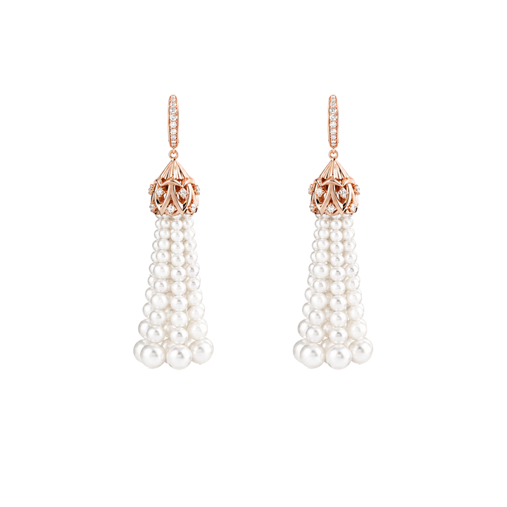 luxury rose gold diamond pearl earrings Dubai