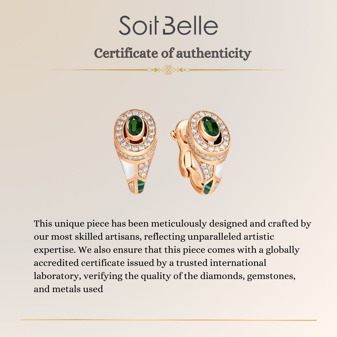 D' OPRAH Rose Gold Diamond Earring natural Diopside