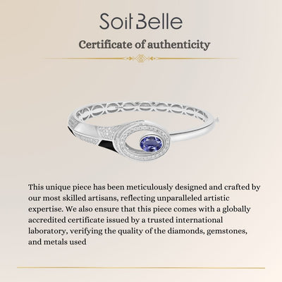 D' OPRAH WHite Gold Diamond Bangle natural tanzanite stone