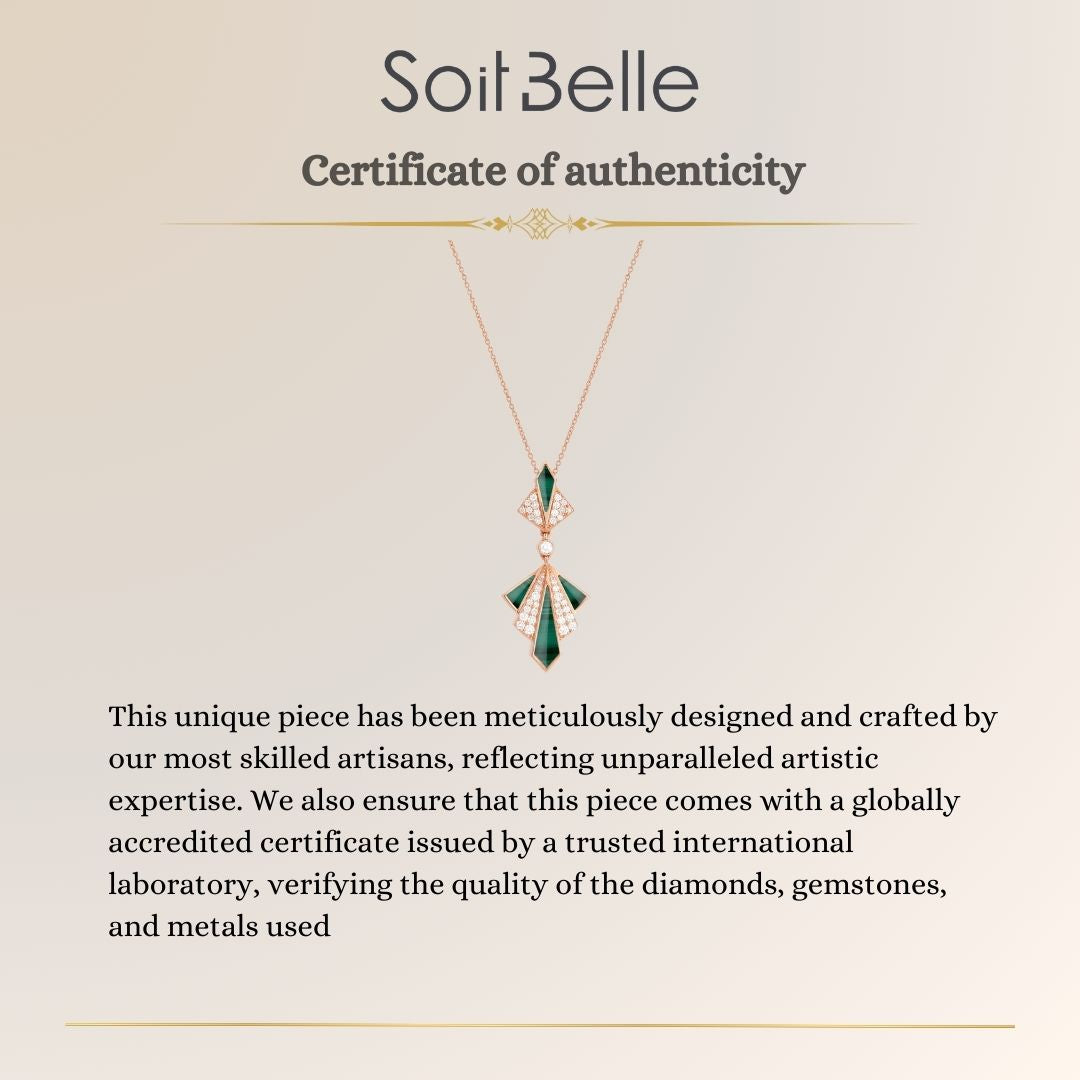 VISTA Rose Gold malachite Diamond Pendant
