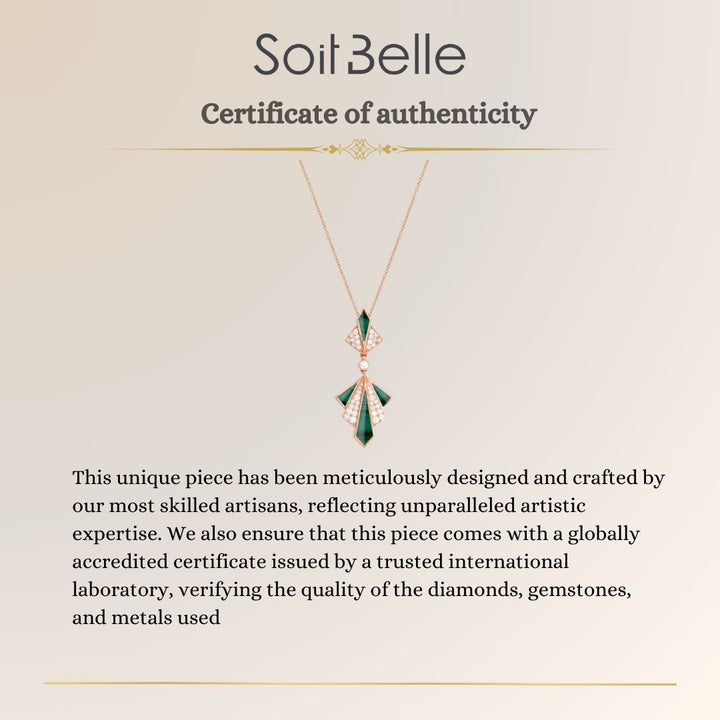 VISTA Rose Gold malachite Diamond Pendant
