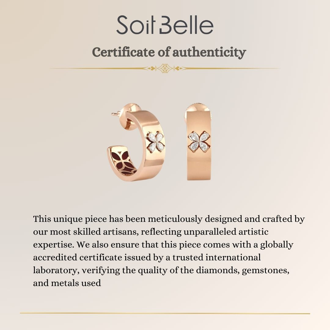 RONZA Rose Gold Floral Diamond Earring