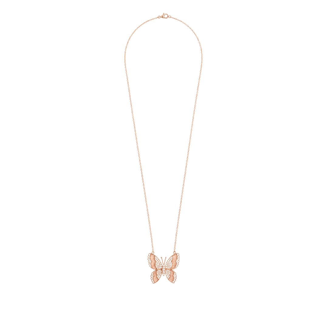 Rose Gold Quartz Butterfly Pendant