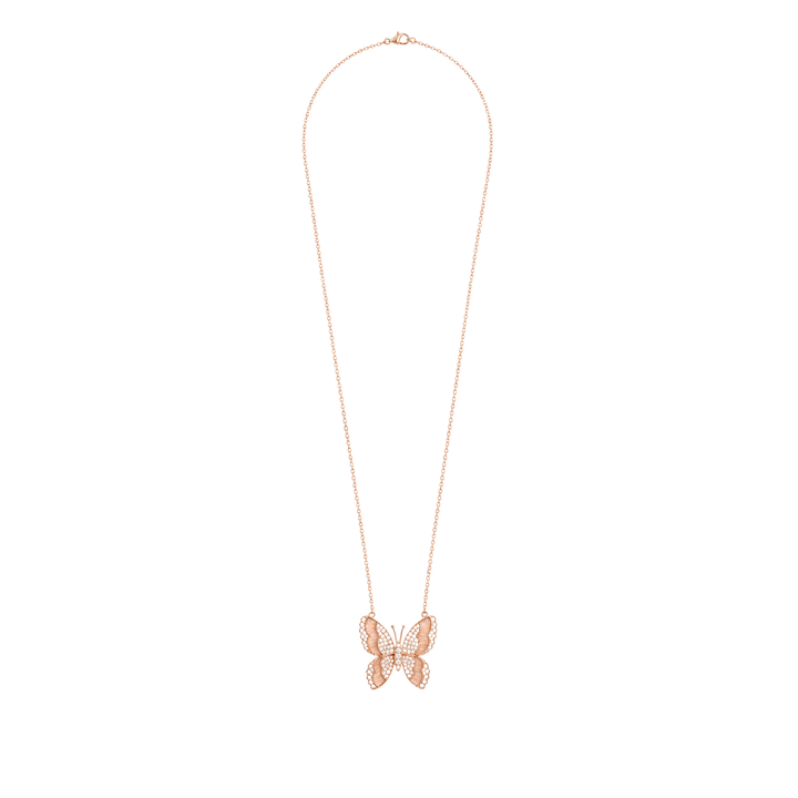 Rose Gold Quartz Butterfly Pendant