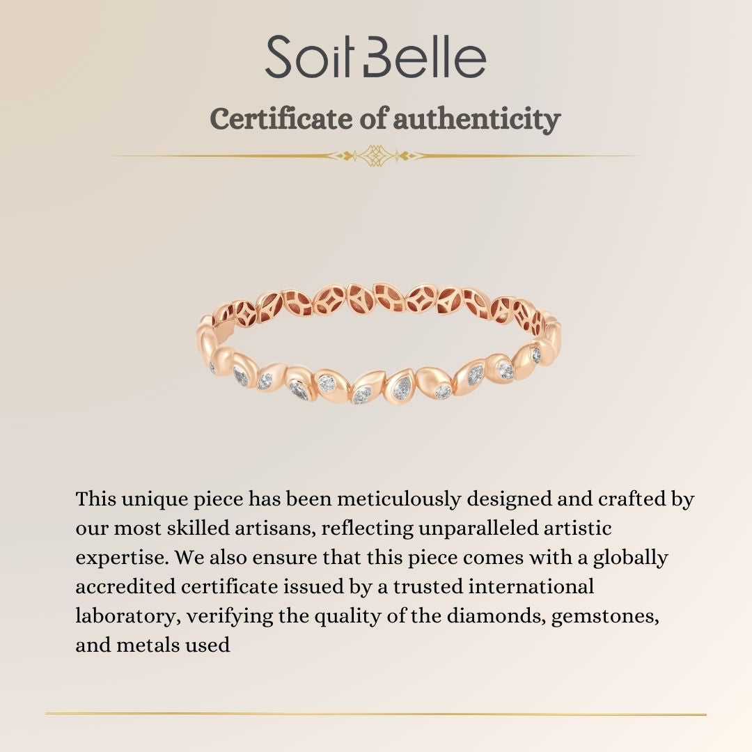 ETOILE Rose Gold Leaves Diamond Bangle