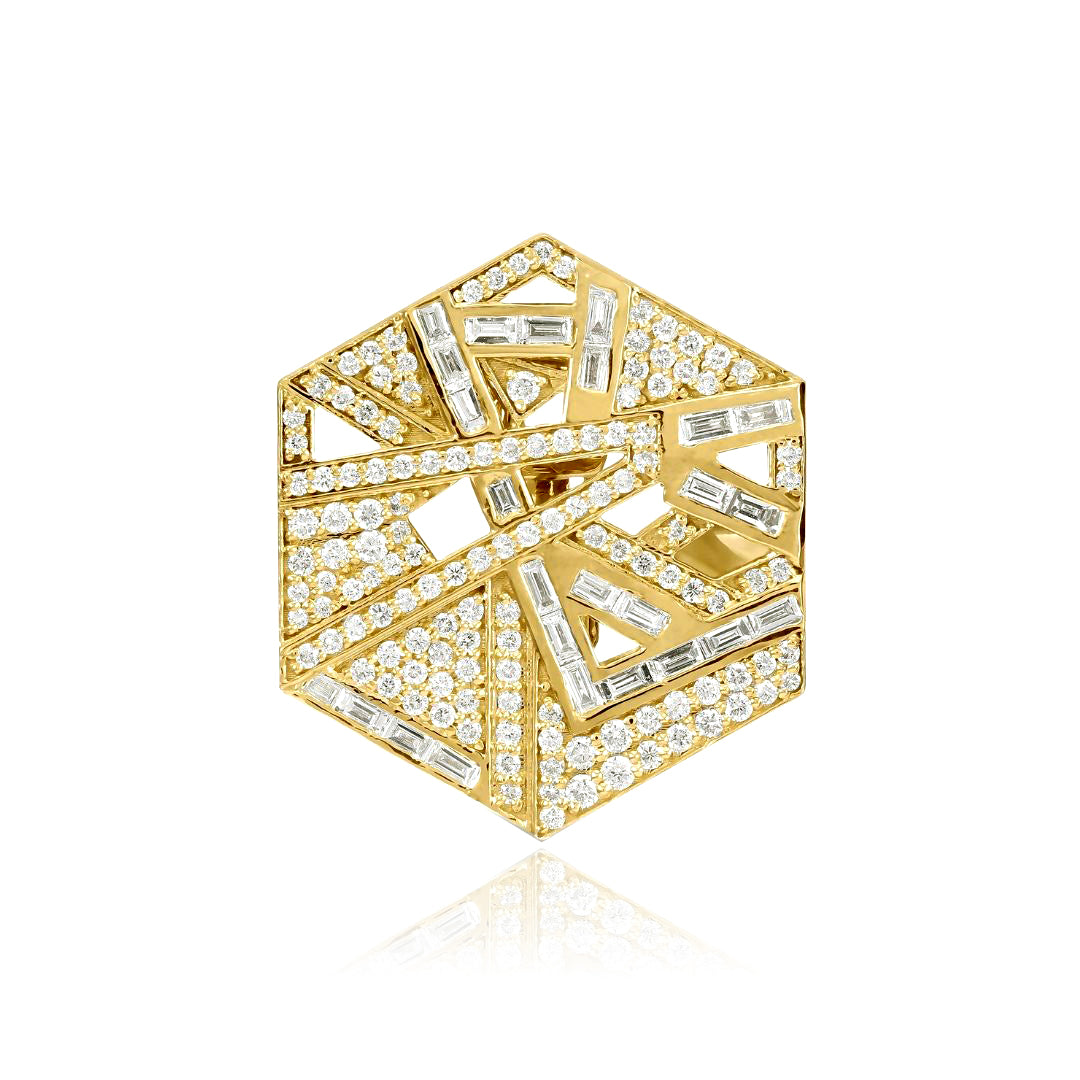 VISTA Yellow Gold Hexagon Diamond Earrings