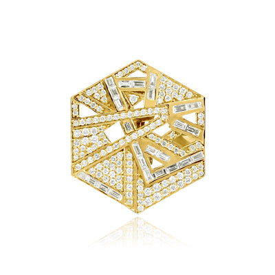 VISTA Yellow Gold Hexagon Diamond Earrings