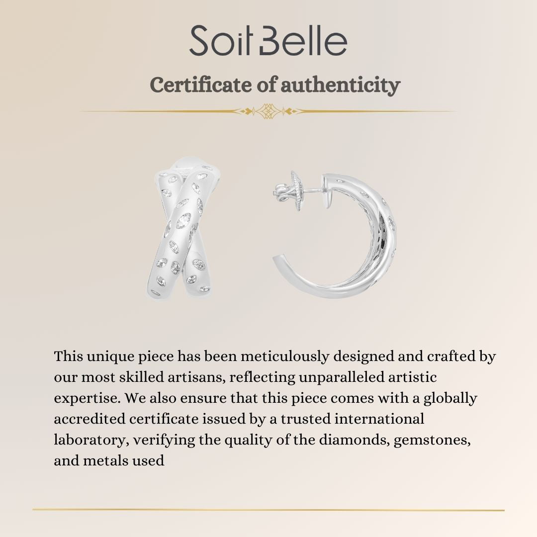 ETOILE White Gold Half moon hoop Diamond Earring