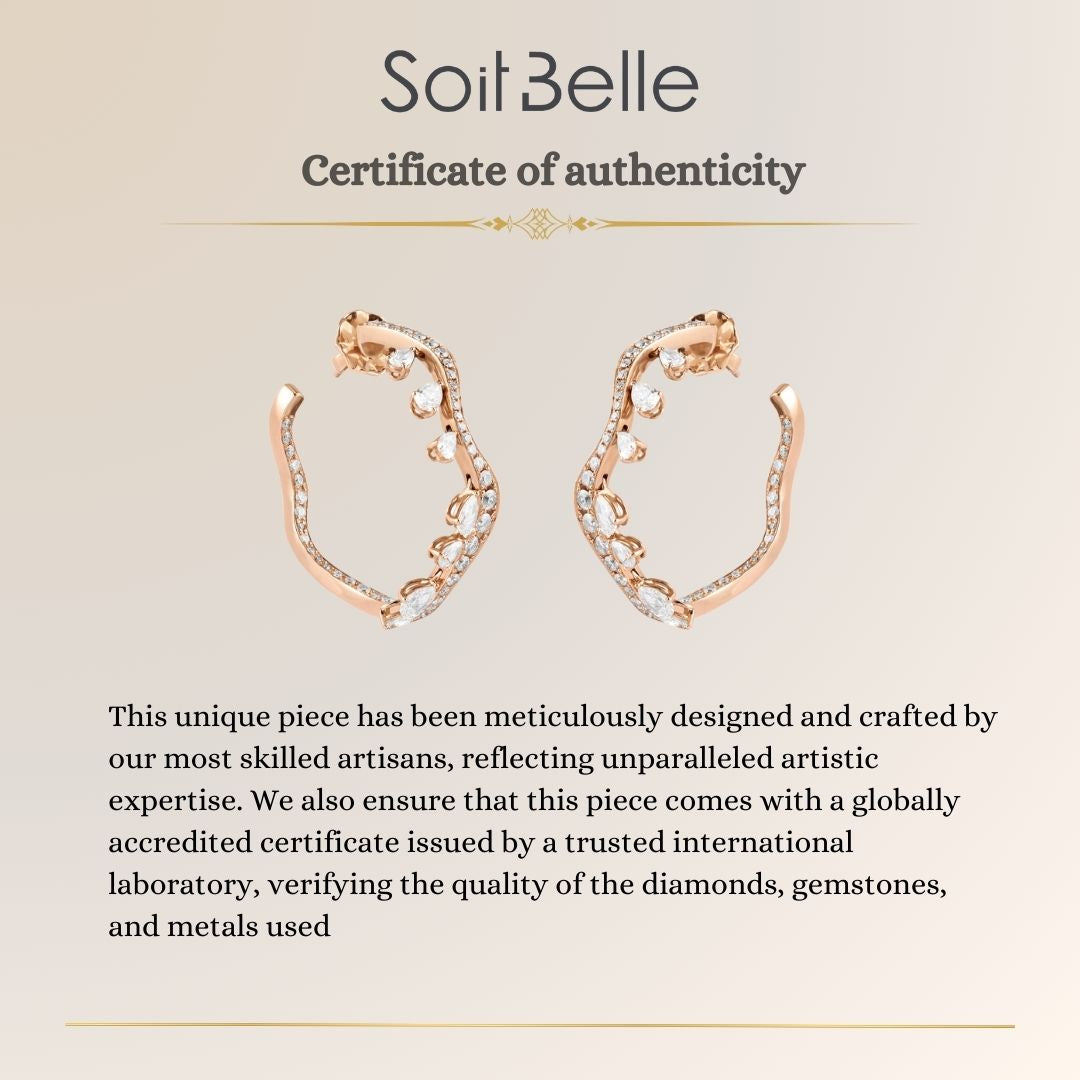 ETOILE Rose Gold Diamond Zig Zag Hoop Earring