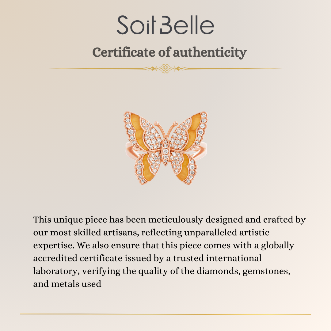 Citrine Diamond Butterfly Ring