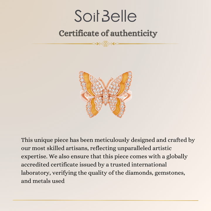 Citrine Diamond Butterfly Ring