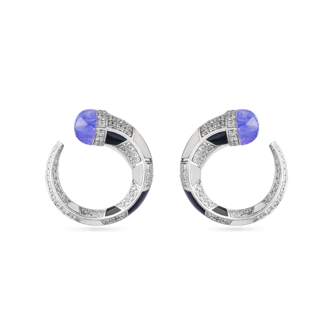 ARTISTRY White Gold Diamond Earring with Natural Tanzanite