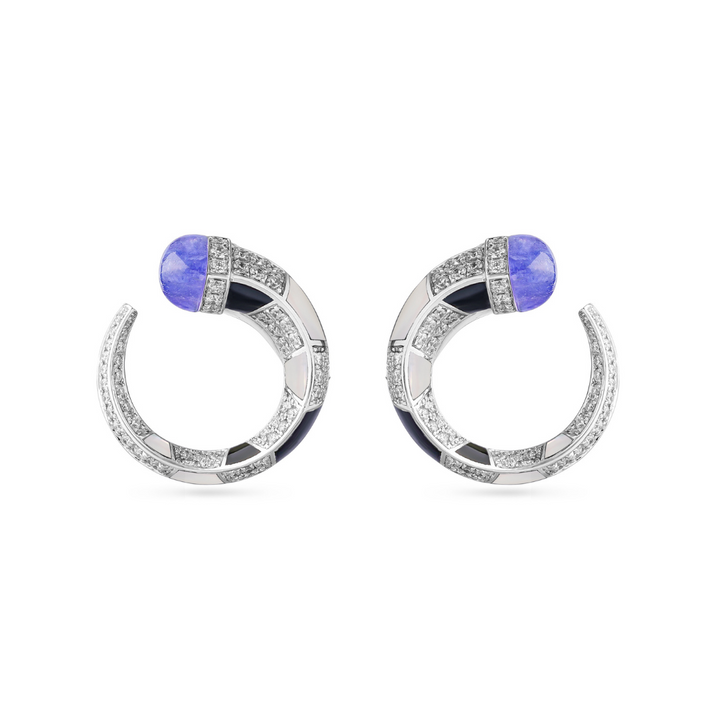 ARTISTRY White Gold Diamond Earring with Natural Tanzanite