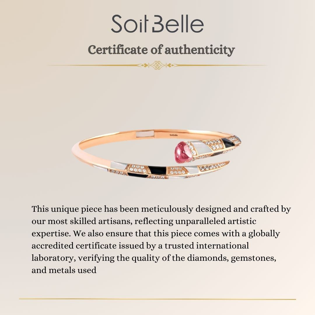 Rose Gold Diamond Bangle With Natural Ruby