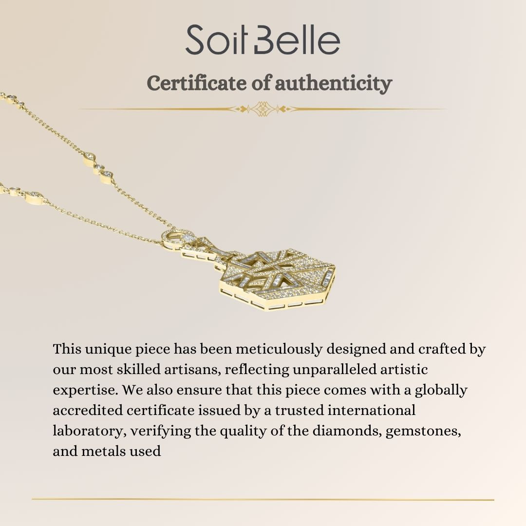 VISTA Small Yellow Gold hexagon Diamond Pendant