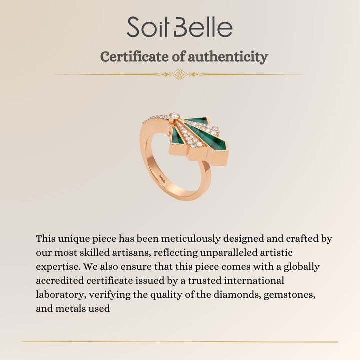 VISTA Rose Gold Malachite Round Diamond Ring
