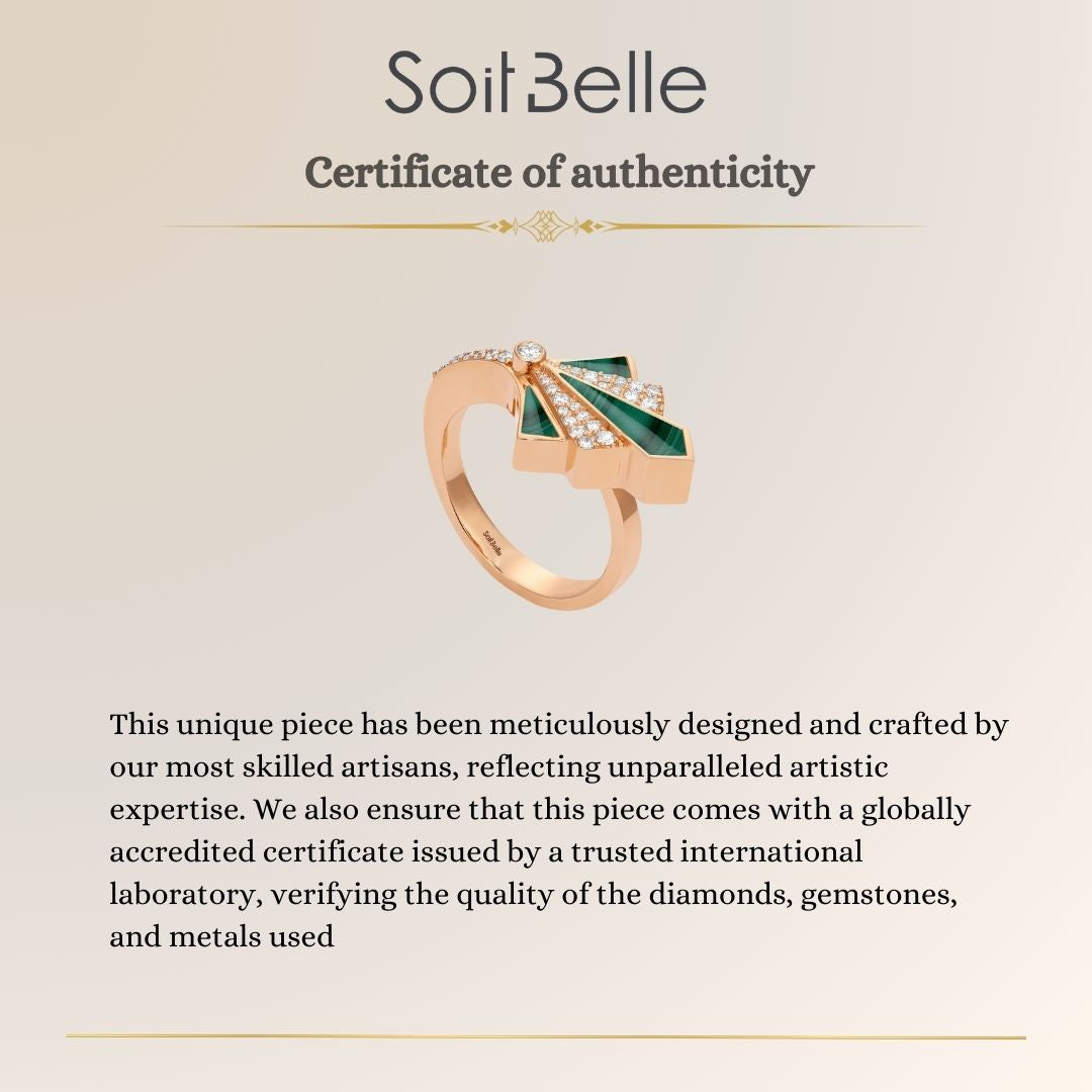 VISTA Rose Gold Malachite Round Diamond Ring