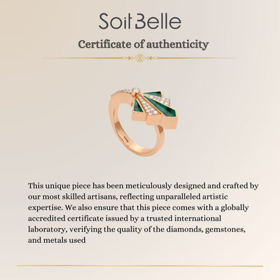 VISTA Rose Gold Malachite Round Diamond Ring