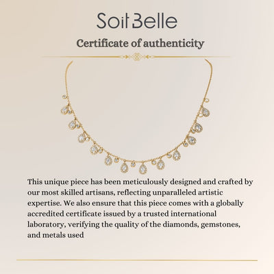 EToile Yellow Gold choker with Dangling Pear Diamonds