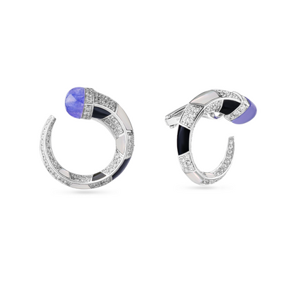 Soit Belle Signature White Gold Diamond Earring with Natural Tanzanite