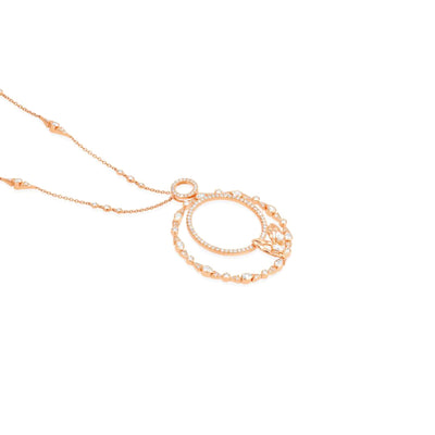 RONZA Rose Gold Double Circle Diamond Pendant