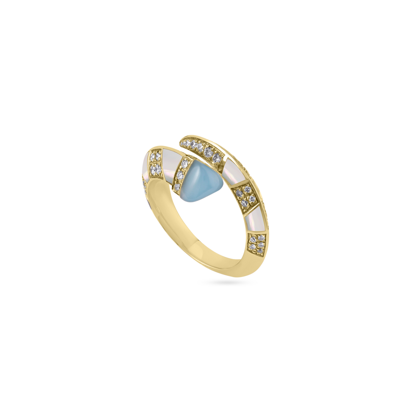 ARTISTRY Yellow Gold Diamond Ring With Natural Chalcedony