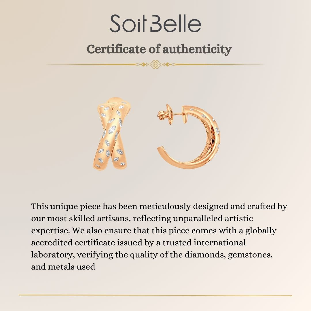 ETOILE Rose Gold Half moon hoop Diamond Earring