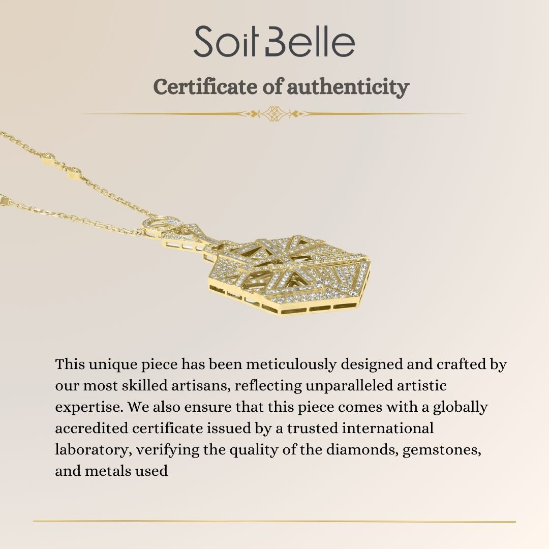 VISTA Medium Yellow Gold hexagon  Diamond Pendant