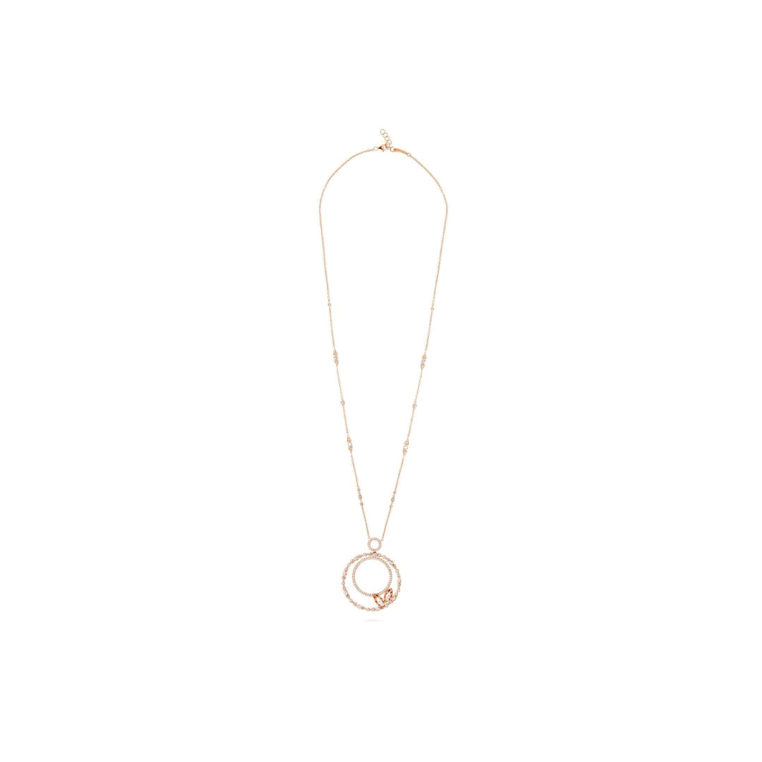 RONZA Rose Gold Double Circle Diamond Pendant