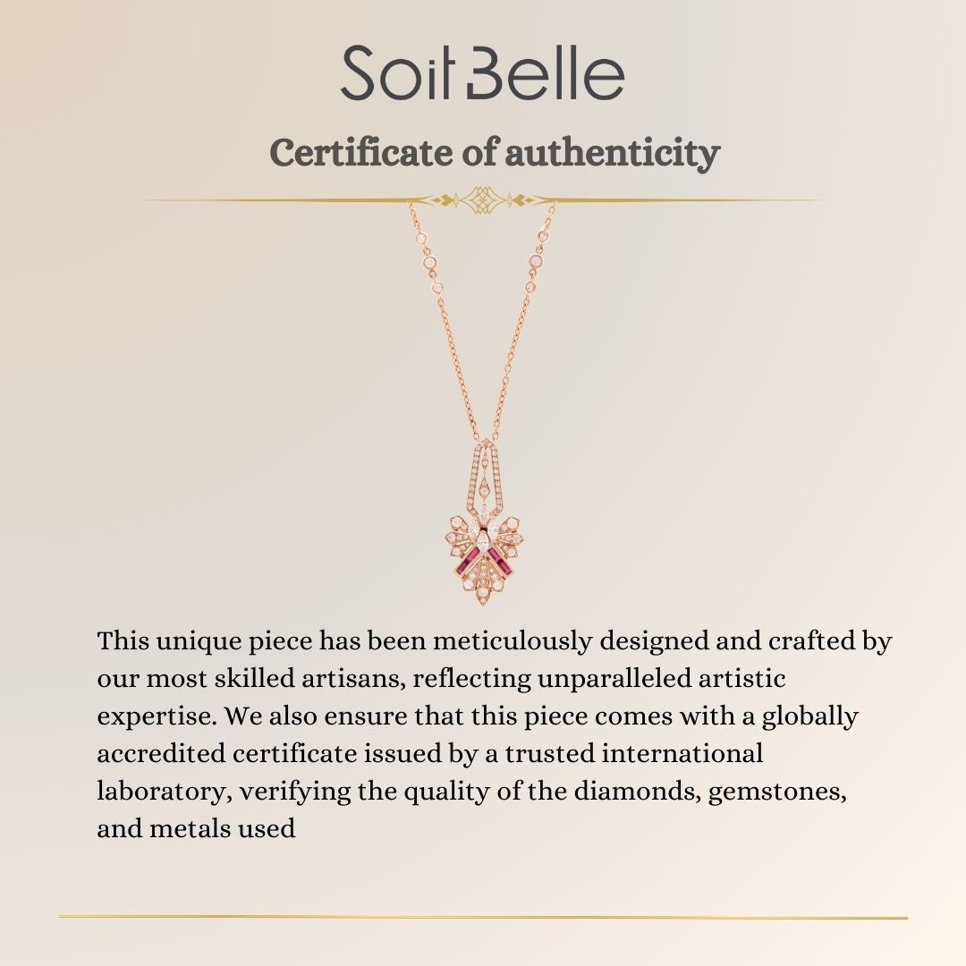 VISTA Rose Gold Diamond Pendant Rays With Natural Ruby